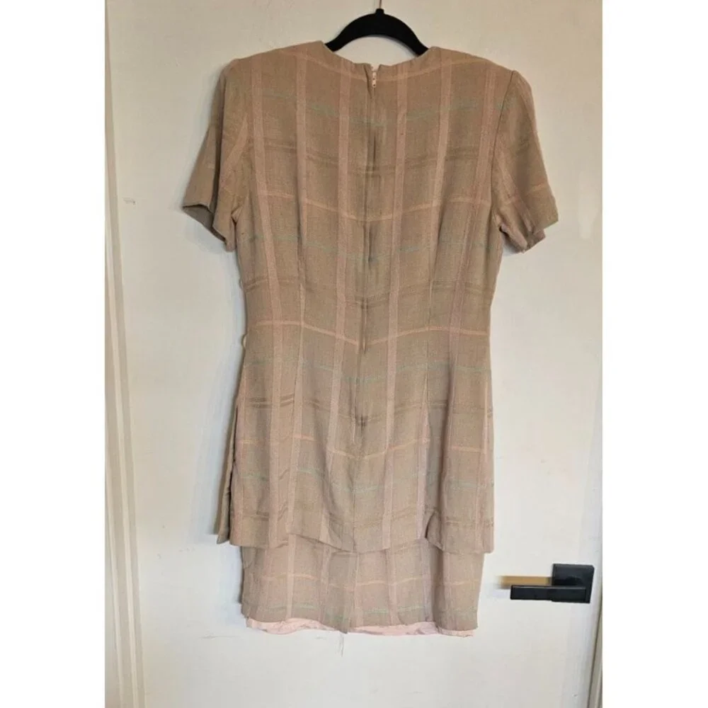 Vintage 90's Dress Size 10 Tan plaid  Santa Jim‎ tremblay